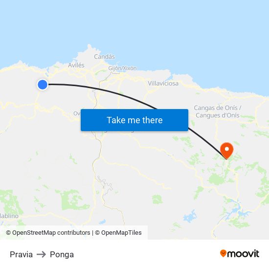 Pravia to Ponga map