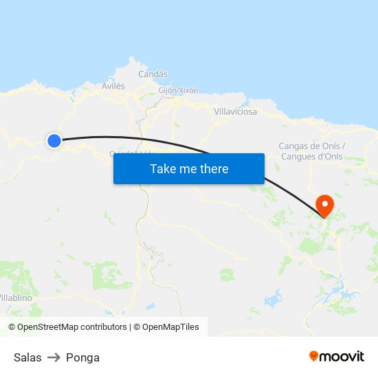 Salas to Ponga map