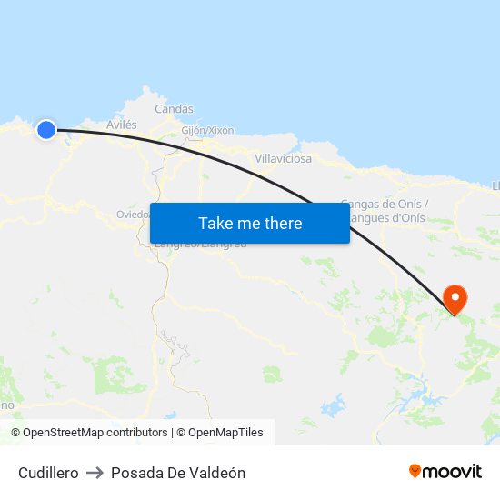Cudillero to Posada De Valdeón map