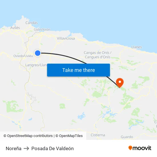 Noreña to Posada De Valdeón map