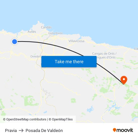 Pravia to Posada De Valdeón map