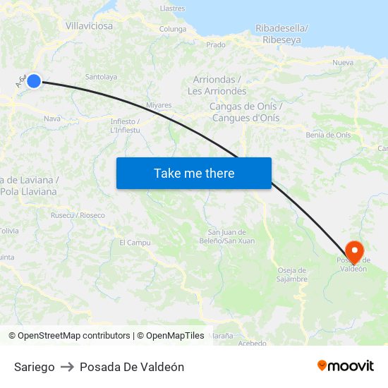 Sariego to Posada De Valdeón map