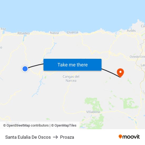 Santa Eulalia De Oscos to Proaza map