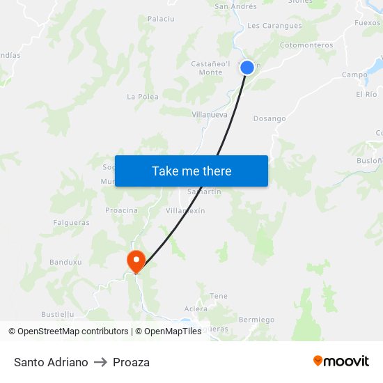 Santo Adriano to Proaza map