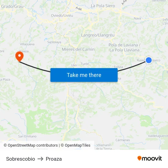 Sobrescobio to Proaza map