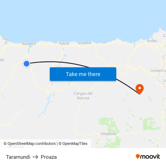 Taramundi to Proaza map
