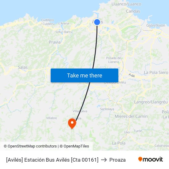 [Avilés]  Estación Bus Avilés [Cta 00161] to Proaza map