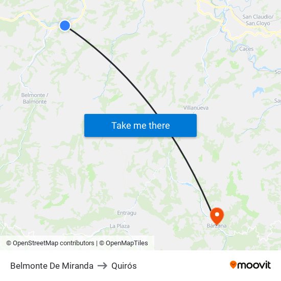 Belmonte De Miranda to Quirós map