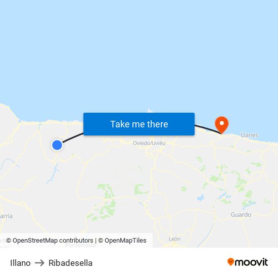 Illano to Ribadesella map