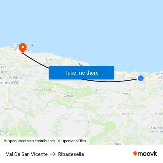 Val De San Vicente to Ribadesella map