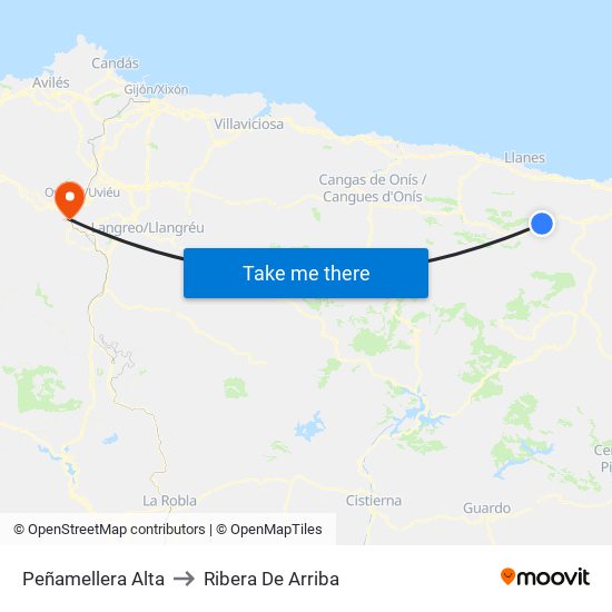 Peñamellera Alta to Ribera De Arriba map