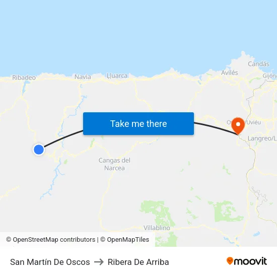 San Martín De Oscos to Ribera De Arriba map