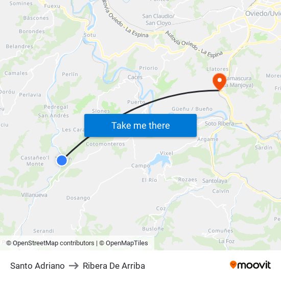 Santo Adriano to Ribera De Arriba map