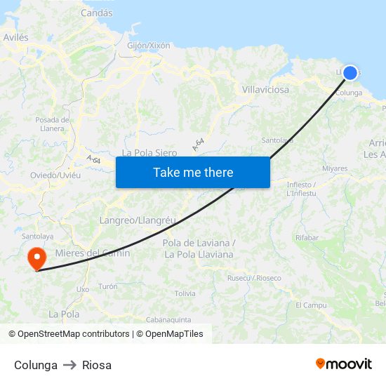 Colunga to Riosa map