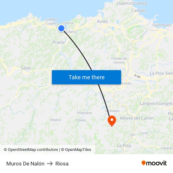 Muros De Nalón to Riosa map