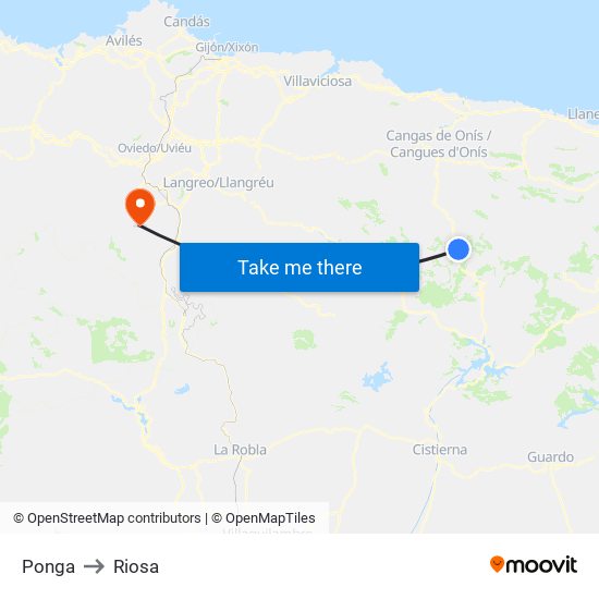 Ponga to Riosa map