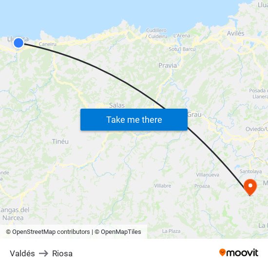 Valdés to Riosa map