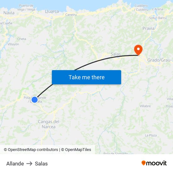 Allande to Salas map