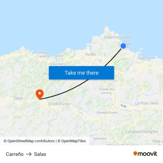Carreño to Salas map