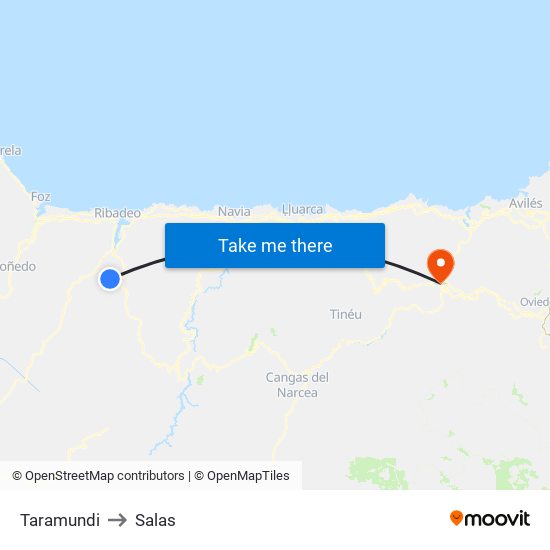 Taramundi to Salas map