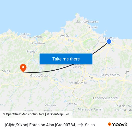 [Gijón/Xixón]  Estación Alsa [Cta 00784] to Salas map