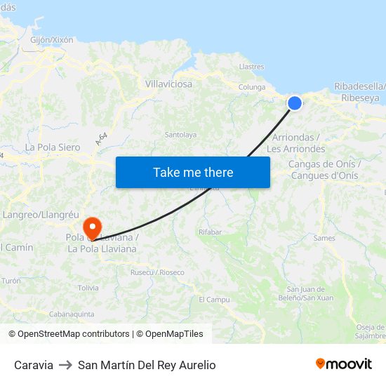 Caravia to San Martín Del Rey Aurelio map
