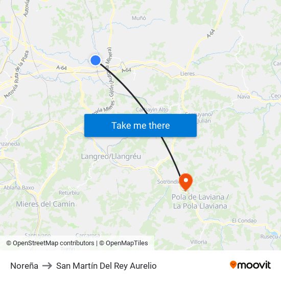 Noreña to San Martín Del Rey Aurelio map