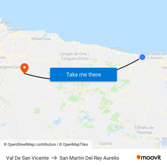 Val De San Vicente to San Martín Del Rey Aurelio map