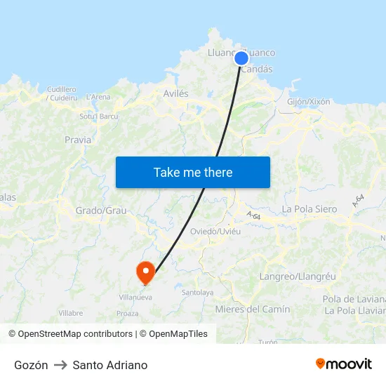 Gozón to Santo Adriano map