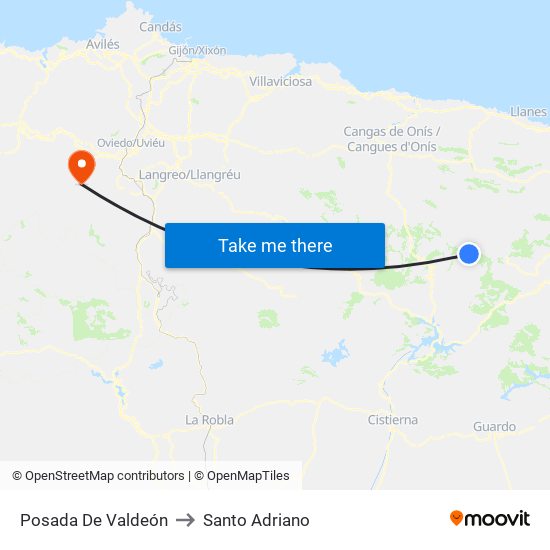 Posada De Valdeón to Santo Adriano map