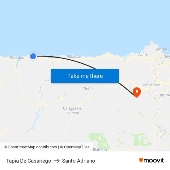 Tapia De Casariego to Santo Adriano map
