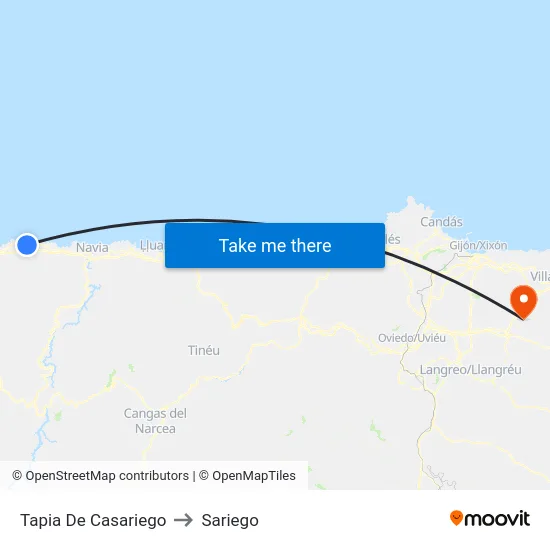Tapia De Casariego to Sariego map