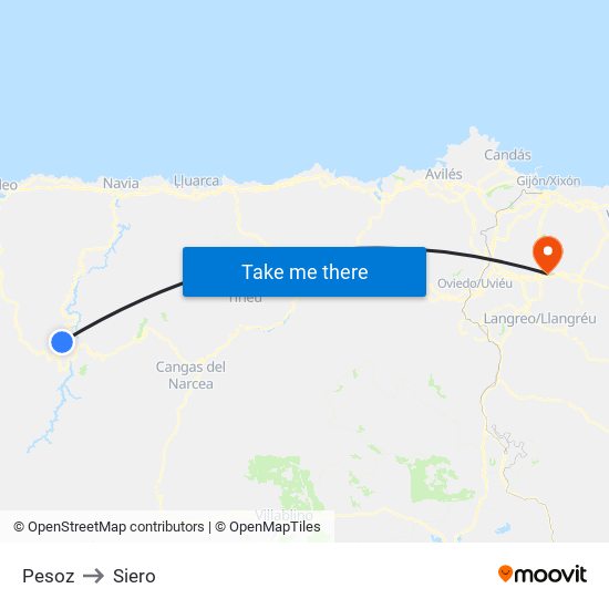 Pesoz to Siero map