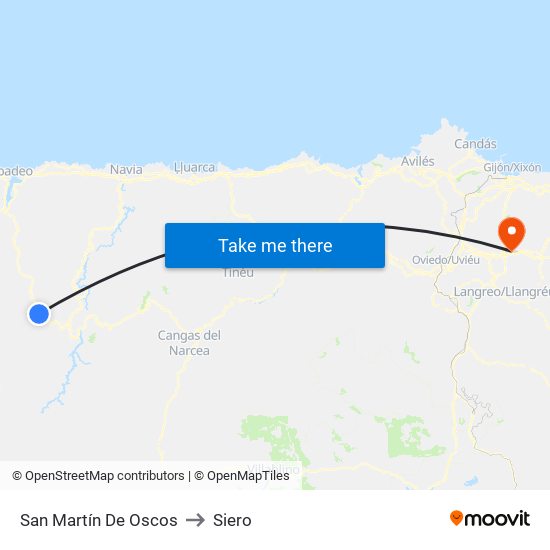 San Martín De Oscos to Siero map