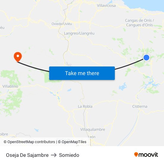 Oseja De Sajambre to Somiedo map