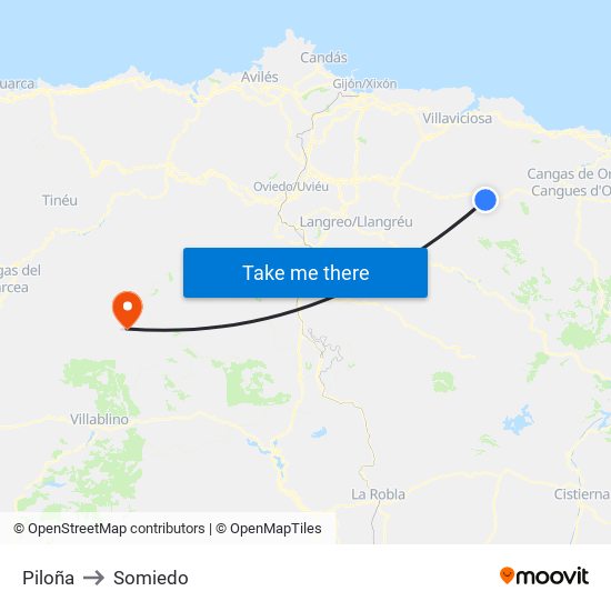 Piloña to Somiedo map