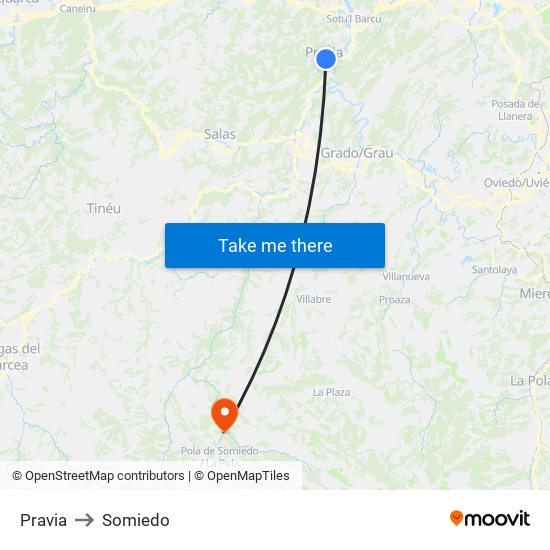 Pravia to Somiedo map