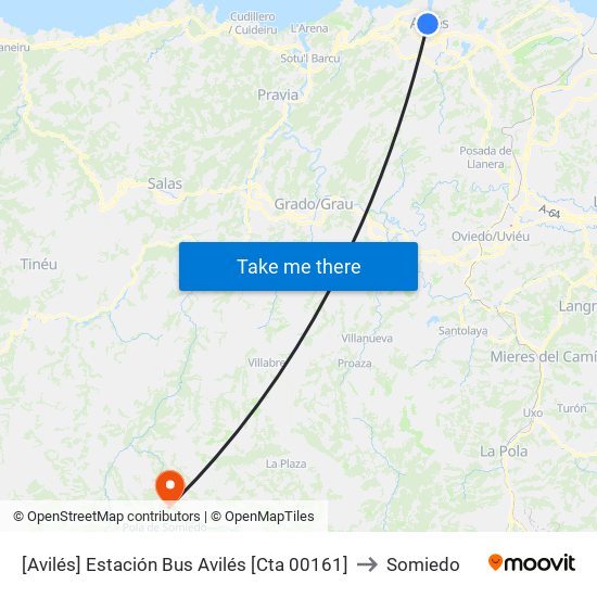 [Avilés]  Estación Bus Avilés [Cta 00161] to Somiedo map