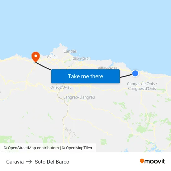 Caravia to Soto Del Barco map