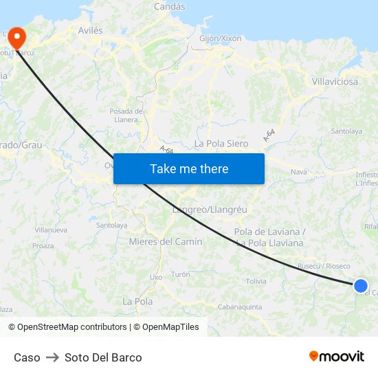 Caso to Soto Del Barco map