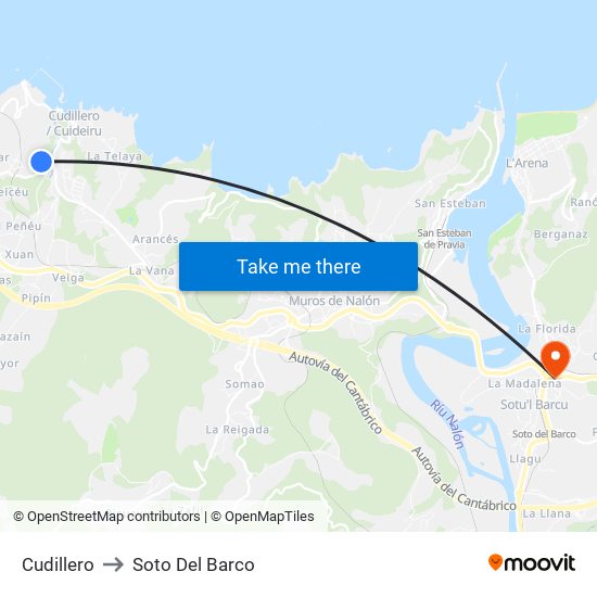 Cudillero to Soto Del Barco map