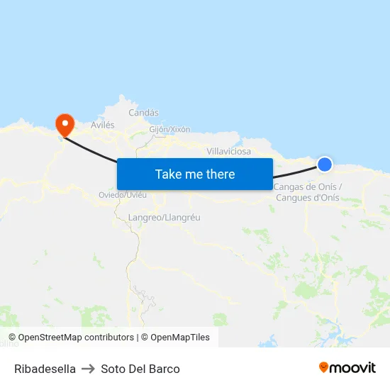 Ribadesella to Soto Del Barco map