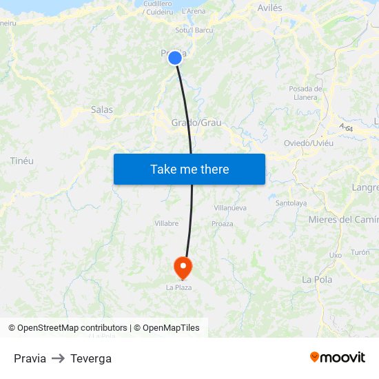 Pravia to Teverga map