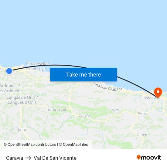 Caravia to Val De San Vicente map