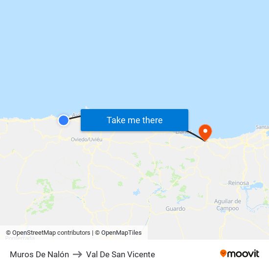 Muros De Nalón to Val De San Vicente map