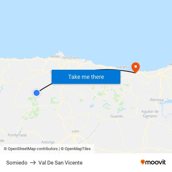 Somiedo to Val De San Vicente map