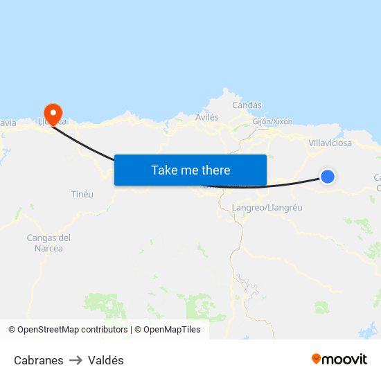 Cabranes to Valdés map