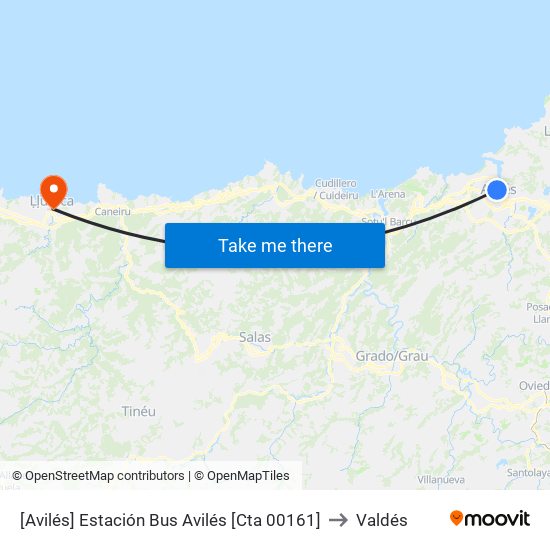 [Avilés]  Estación Bus Avilés [Cta 00161] to Valdés map