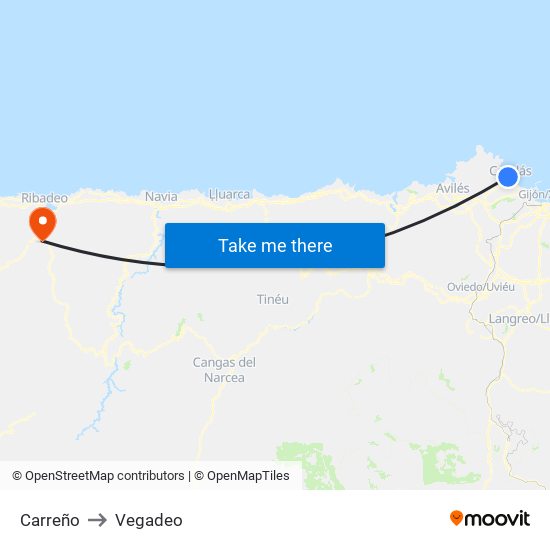 Carreño to Vegadeo map
