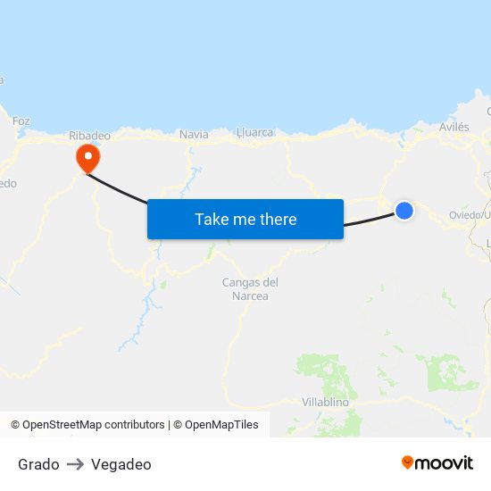 Grado to Vegadeo map